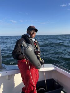 Temmer Barry on a boat.